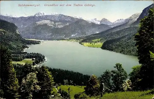 Ak Bad Aussee Steiermark, Grundlsee mit dem Todten Gebirge