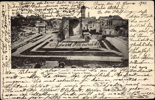 Ak Roma Rom Lazio, Templo di Venere e Roma