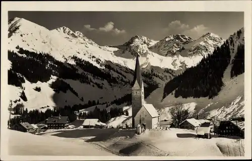Ak Bödmen Mittelberg im Kleinwalsertal Vorarlberg, Gesamtansicht mit Hammerspitze und Schafalpköpf