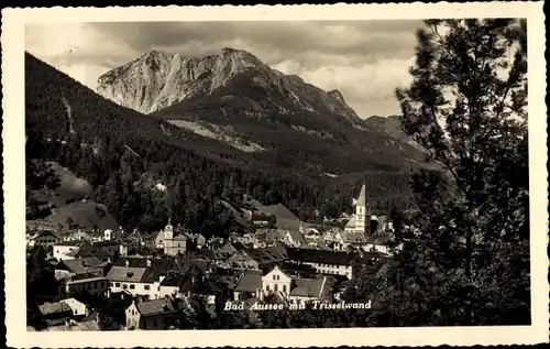 Ak Bad Aussee Steiermark, Panorama mit Trisselwand