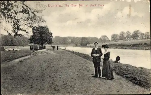 Ak Dumfries Schottland, The River Nith at Dock Park
