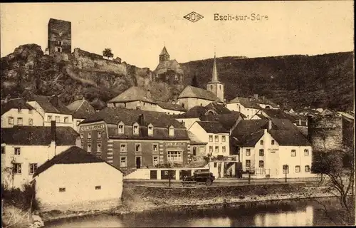 Ak Esch sur Sure Esch an der Sauer Luxemburg, Teilansicht, Hôtel des Ardennes