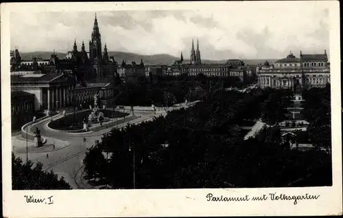 Ak Wien 1 Innere Stadt Österreich, Parlament mit Volksgarten