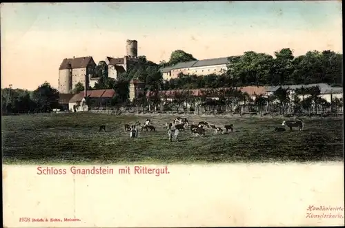 Ak Gnandstein Kohren Sahlis Frohburg in Sachsen, Schloss mit Rittergut