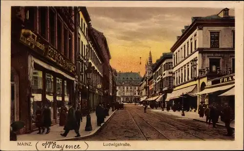 Ak Mainz am Rhein, Ludwigstraße, Straßenszene
