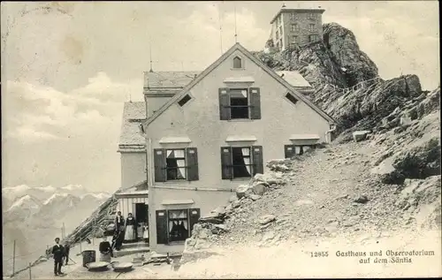 Ak Halbkanton Appenzell Außerrhoden, Berg Säntis, Gasthaus und Observatorium