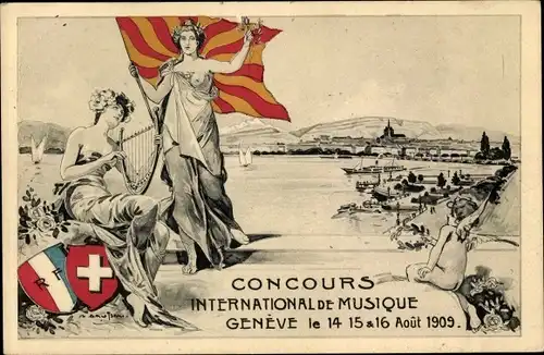 Künstler Ak Genève Genf Stadt, Concours International de Musique, 14-16. Aout 1909