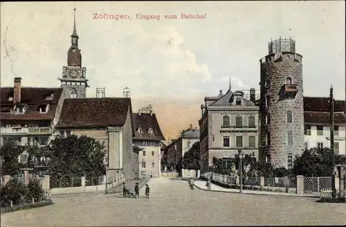 Ak Zofingen Kanton Aargau, Eingang vom Bahnhof