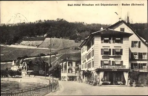 Ak Baden Kanton Aargau Schweiz, Bad-Hotel Hirschen mit Dependancen