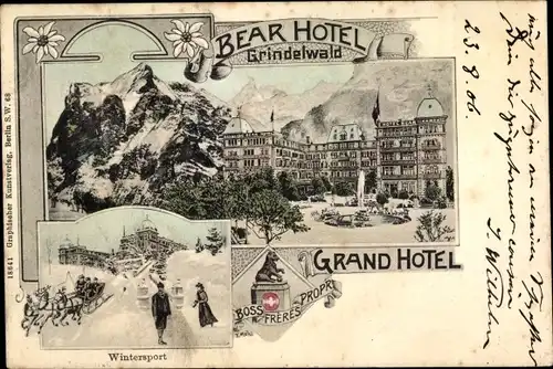Ak Grindelwald Kanton Bern, Grand Hotel, Wintersport, Bear Hotel