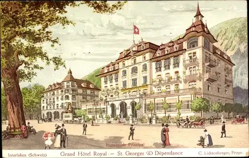 Ak Interlaken Kanton Bern Schweiz, Grand Hotel Royal, St. Georges & Dependance, Promenade Prinzipal