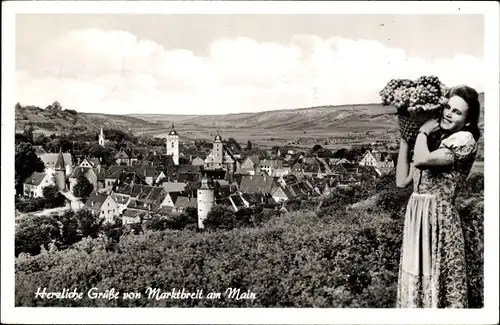 Ak Marktbreit in Unterfranken, Gesamtansicht, Weintrauben