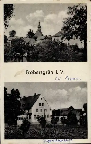 Ak Fröbersgrün Rosenbach Vogtland, Teilansicht, Jugendherberge