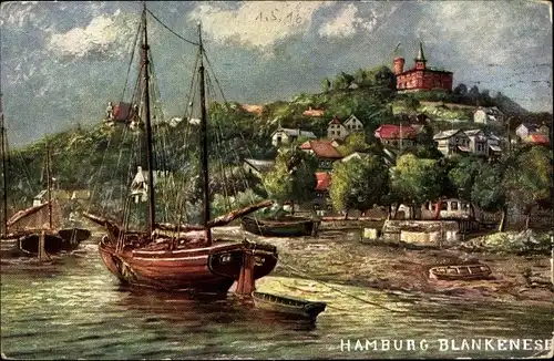 Künstler Ak Hamburg Altona Blankenese, Partie am Hafen