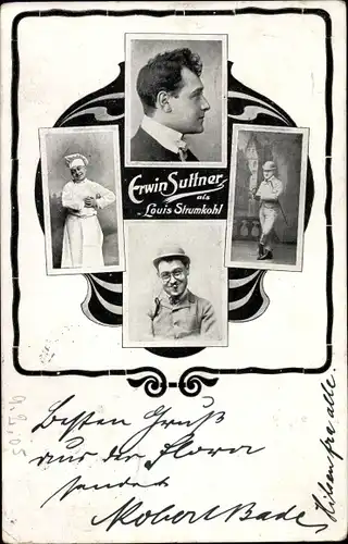 Jugendstil Ak Schauspieler Erwin Suttner, Portrait als Louis Strumkohl