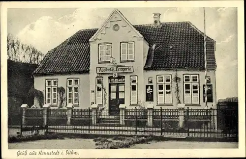 Ak Hennstedt in Dithmarschen, Apotheke und Drogerie
