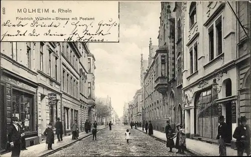 Ak Mülheim Köln am Rhein, Friedrich Wilhelm Straße, Postamt, Geschäfte