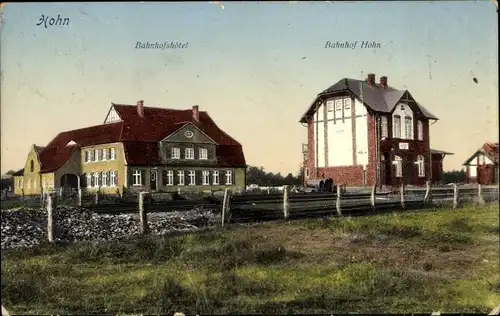 Ak Hohn in Schleswig Holstein, Bahnhof, Bahnhofshotel