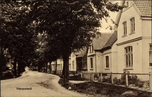 Ak Hennstedt in Dithmarschen, Straßenpartie