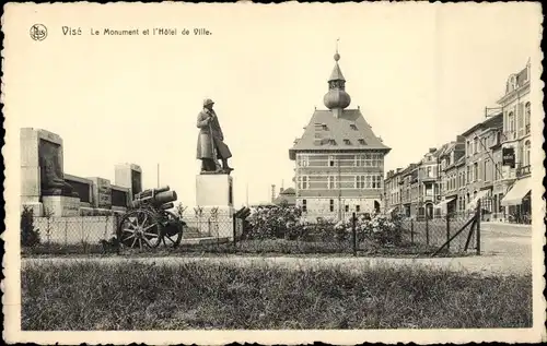 Ak Visé Wallonien Lüttich, Le Monument et l'Hotel de Ville