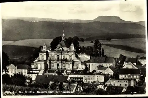 Ak Wambierzyce Albendorf Schlesien, Gesamtansicht mit Heuscheuer, Wallfahrtskirche