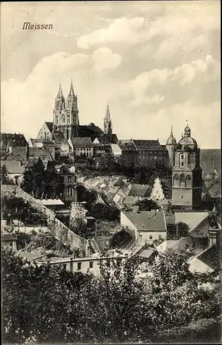 Ak Meißen an der Elbe, Panorama, Kirchturm