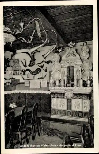 Ak Meißen an der Elbe, Vincenz Richters Weinstuben, Innenansicht