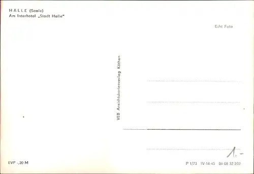 Ak Halle an der Saale, Am Interhotel Stadt Halle