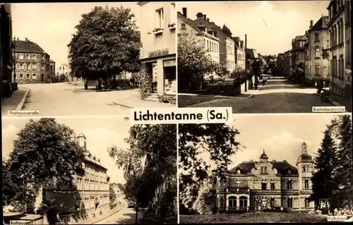 Ak Lichtentanne Sachsen, Rathaus, Volkshaus, Thälmanstraße, Breitscheidstraße