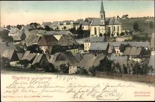 Ak Altenberg im Erzgebirge, Teilansicht, Kirche