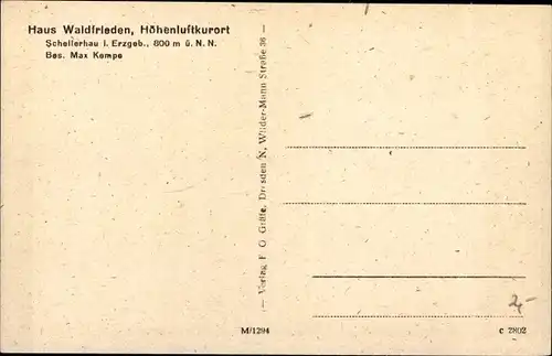 Ak Schellerhau Altenberg im Erzgebirge, Haus Waldfrieden, Außenansicht