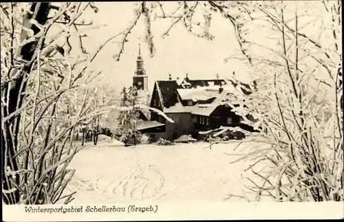 Ak Schellerhau Altenberg im Erzgebirge, Winteransicht