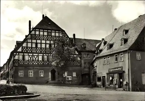 Ak Hartenstein im Erzgebirge Sachsen, Historische Gaststätte Weißes Roß, Lebensmittelgeschäft