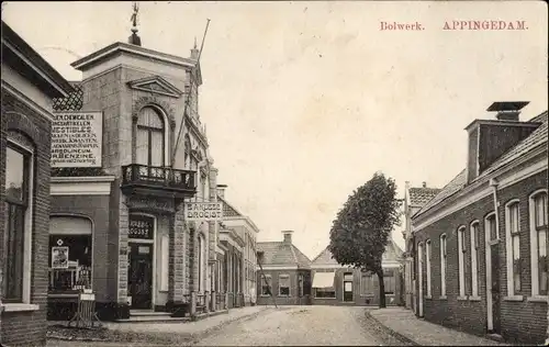 Ak Appingedam Groningen Niederlande, Bolwerk, Drogist, Geschäftshaus