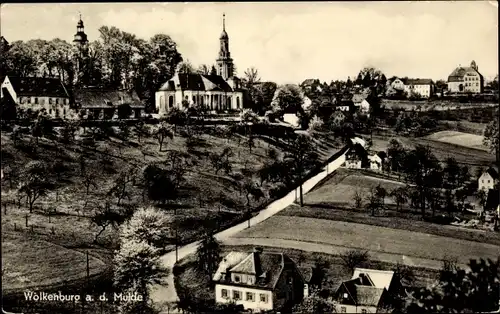 Ak Wolkenburg Limbach Oberfrohna Sachsen, Panorama, Kirche