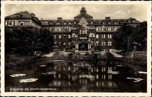 Ak Glauchau in Sachsen, Stadtkrankenhaus, Teich