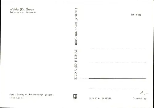 Ak Weida in Thüringen, Rathaus am Neumarkt, Bus