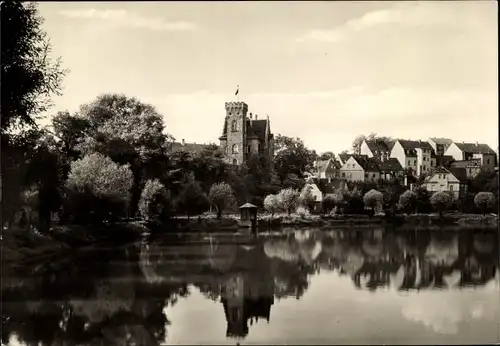 Ak Ronneburg in Thüringen, Schloss mit Baderteich