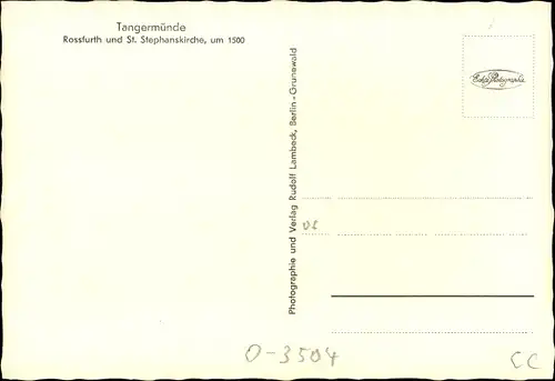 Ak Tangermünde an der Elbe, Rossfurth und St. Stepanskirche