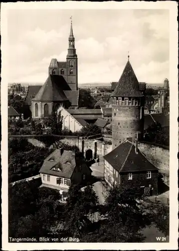 Ak Tangermünde an der Elbe, Blick von der Burg