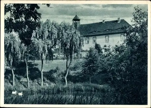 Ak Rausdorf in Thüringen, Parkrestaurant und Sommerfrische Schloss, Parkblick mit Schwanenteich