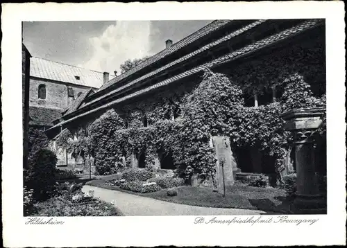 Ak Hildesheim in Niedersachsen, St. Annenfriedhof mit Kreuzgang