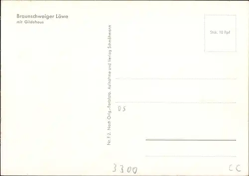 Ak Braunschweig in Niedersachsen, Braunschweiger Löwe mit Gildehaus