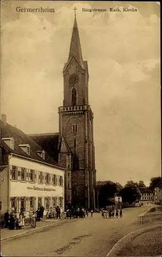 Ak Germersheim am Rhein, Ringstraße, Kath. Kirche