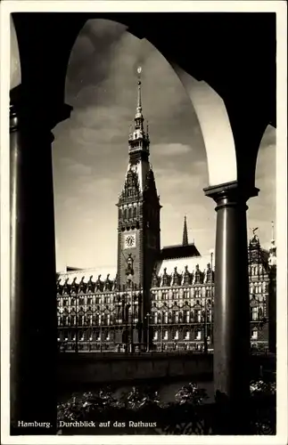 Ak Hamburg Mitte Altstadt, Durchblick auf das Rathaus