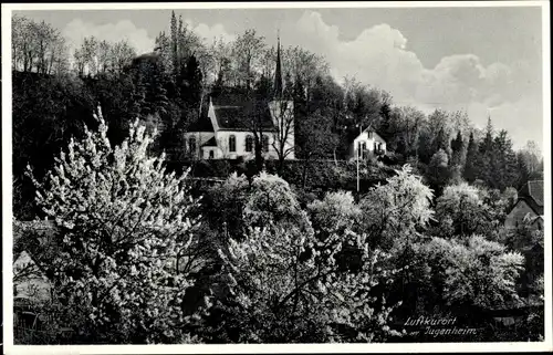 Ak Jugenheim an der Bergstrasse Hessen, Ortsansicht mit Kirche