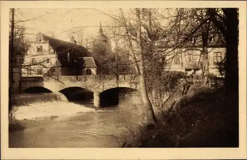 Ak Steinbach Michelstadt im Odenwald, Schloss Fürstenau mit Schlossbrücke