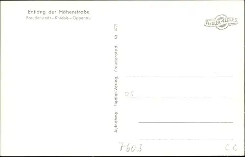 Ak Oppenau im Schwarzwald, Oppenauer Steige, Höhenstraße Freudenstadt-Kniebis-Oppenau