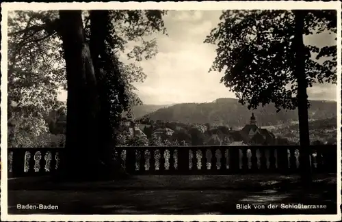 Ak Baden Baden am Schwarzwald, Blick von der Schlossterrasse