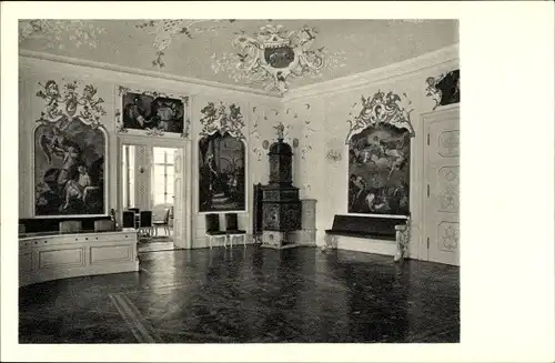 Ak Schwäbisch Hall in Württemberg, Rathaus, barocker großer Ratsaal und Empfangszimmer Bürgerm.